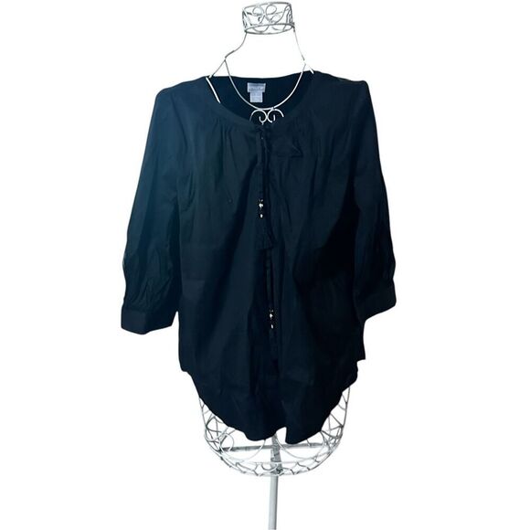 STUNNING Chico's Womens Pullover Lace Up Top CHICO’S Size 2, (US LARGE(12/14) Bl - Picture 1 of 10